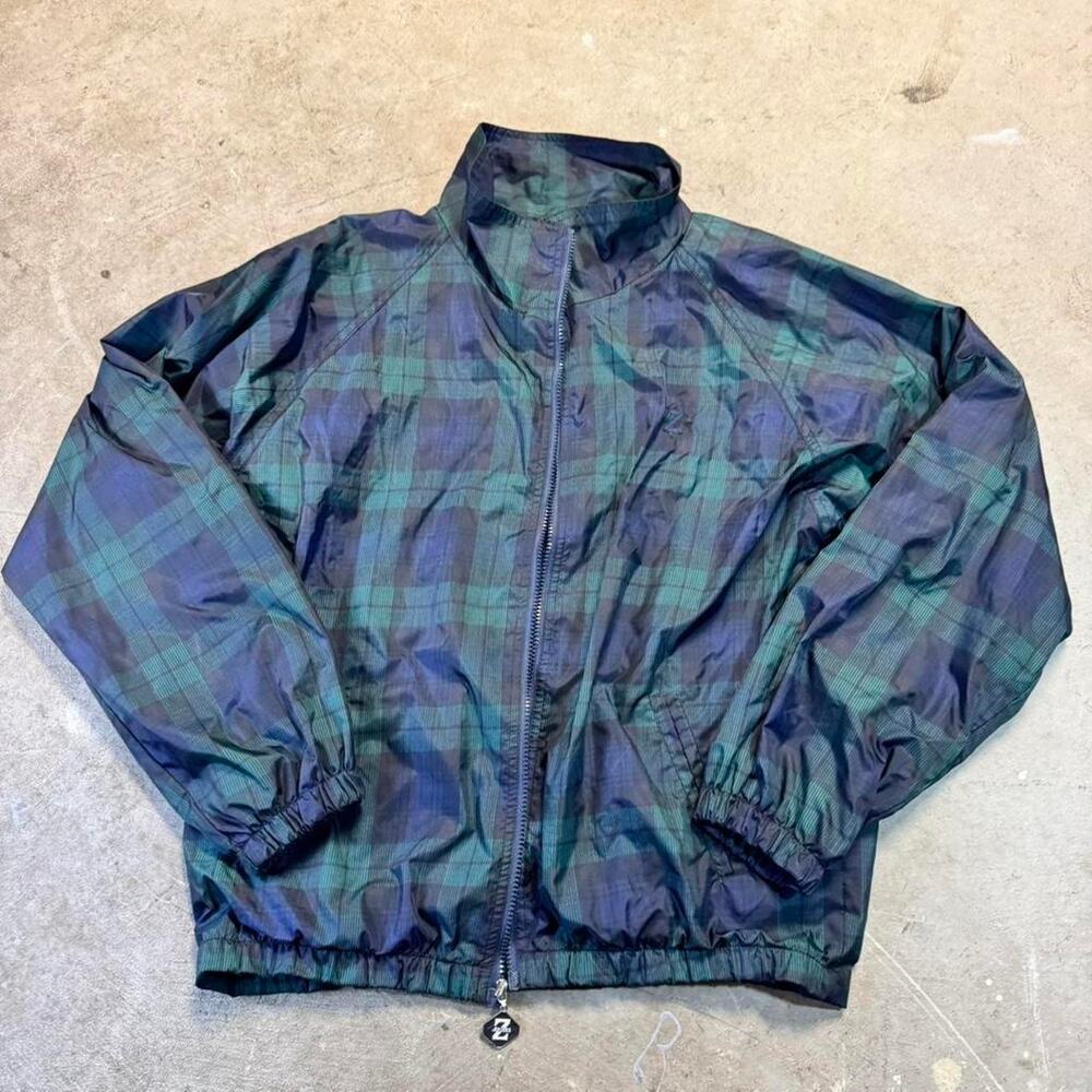 Jerzees green plaid windbreaker jacket